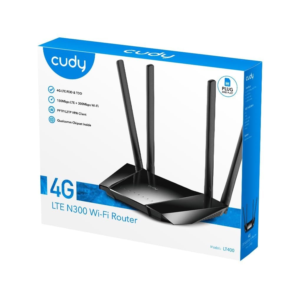 Router WiFi 4G LTE con Sim 300Mbps Porta LAN/WAN, LT400 - Cudy ICU-LT400