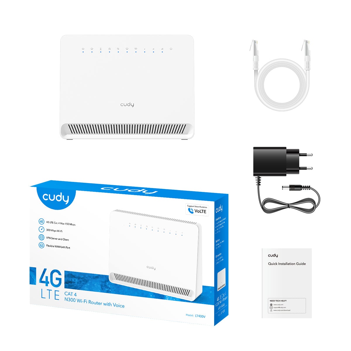 Router Wi-Fi 4G N300 con Voce, LT400V - Cudy ICU-LT400V