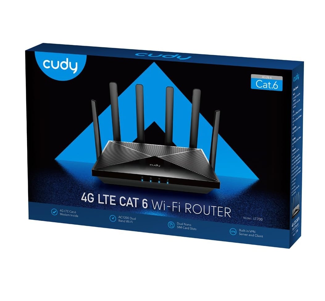 Router WiFi Gigabit AC1200 4G LTE Cat6 con Sim 300Mbps, LT700 - Cudy ICU-LT700