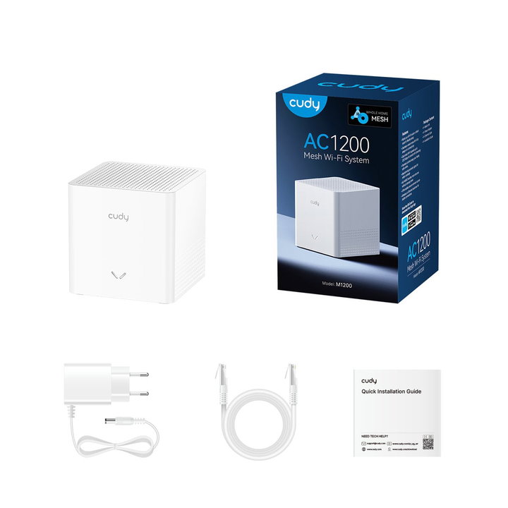 Wi-Fi Mesh AC 1200 Dual Band system for the whole house, M 1200 1 pcs - Cudy ICU-M 1200 - 1