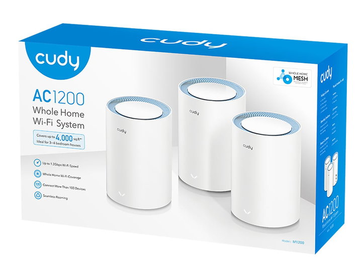 Sistema Wi-Fi Mesh AC1200 Dual Band per Tutta la Casa, M1200 3pz - Cudy ICU-M12003