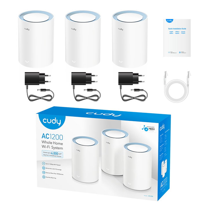 Sistema Wi-Fi Mesh AC1200 Dual Band per Tutta la Casa, M1200 3pz - Cudy ICU-M12003