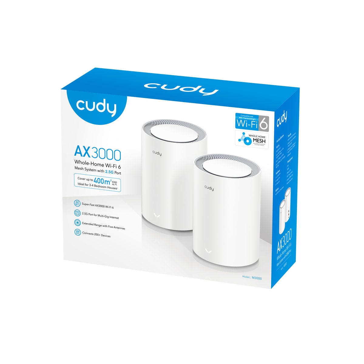 Sistema Wi-Fi 6 Mesh AX3000 2.5G Dual Band, M3000 2 pz - Cudy ICU-M3000-2W