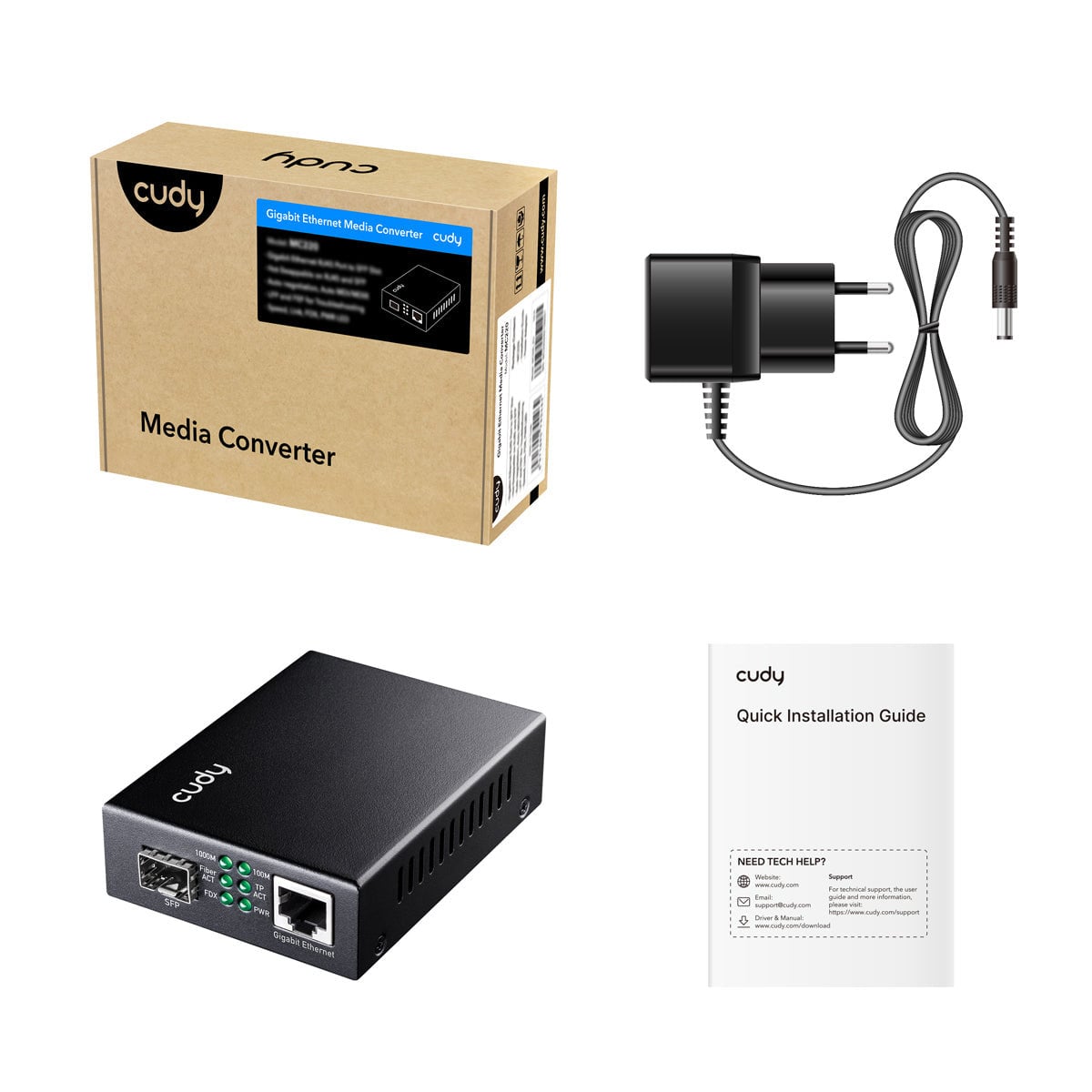 Convertitore Multimediale Gigabit RJ45 10/100/1000 Mbps Ethernet Slot SFP - Cudy ICU-MC220