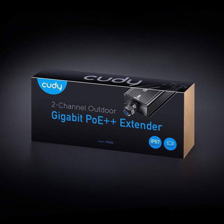 Extender Ripetitore PoE Gigabit da Esterno IP67 a 2 Canali - Cudy ICU-POE25