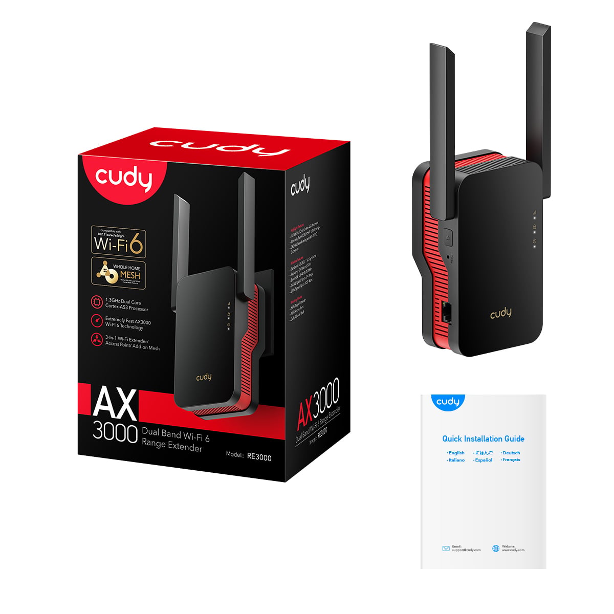 Extender WiFi 6 Dual Band Booster Wireless AX 3000 - Cudy ICU-RE 3000
