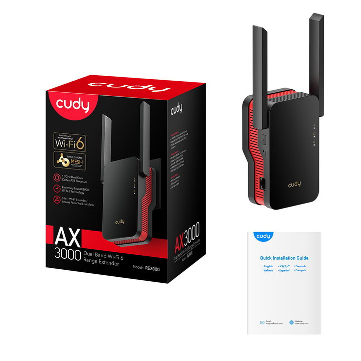 Extender WiFi 6 Dual Band Booster Wireless AX 3000 - Cudy ICU-RE 3000