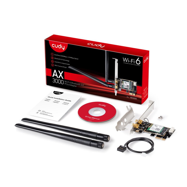 Adattatore PCI-E Wi-Fi 6 AX3000 Bluetooth 5.2 - Cudy ICU-WE3000
