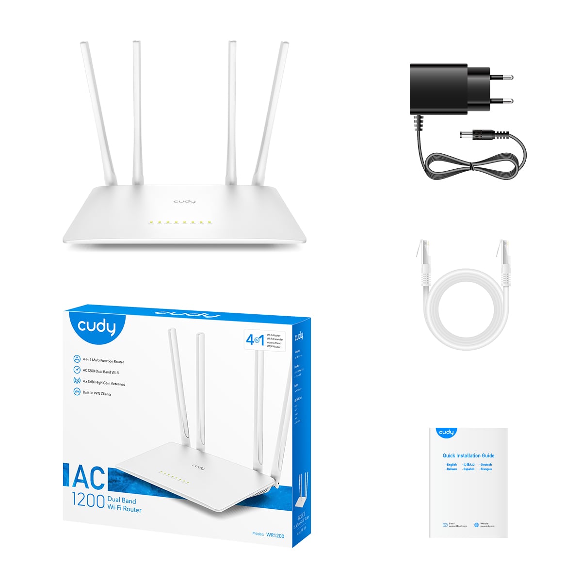Smart Router WiFi Dual-Band AC1200, WR1200 - Cudy ICU-WR1200