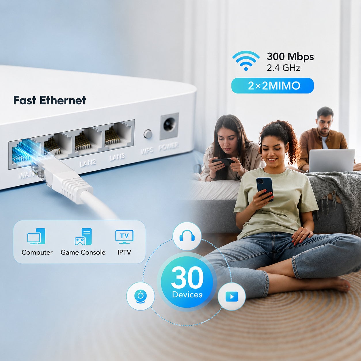 Mesh Router Wifi 300Mbps 2.4 GHz, WR300 - Cudy ICU-WR300