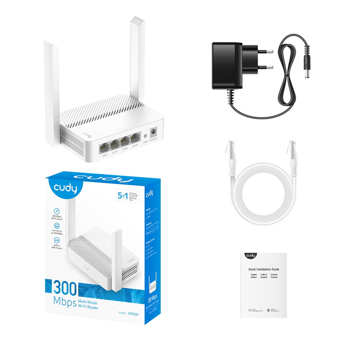 Mesh Router Wifi 300Mbps 2.4 GHz, WR300 - Cudy ICU-WR300