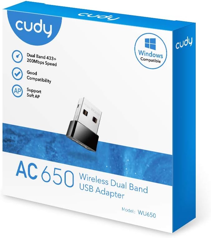Nano Adattatore USB WiFi Dual Band 650Mbps per PC con Modalità SoftAP, WU650 - Cudy ICU-WU650
