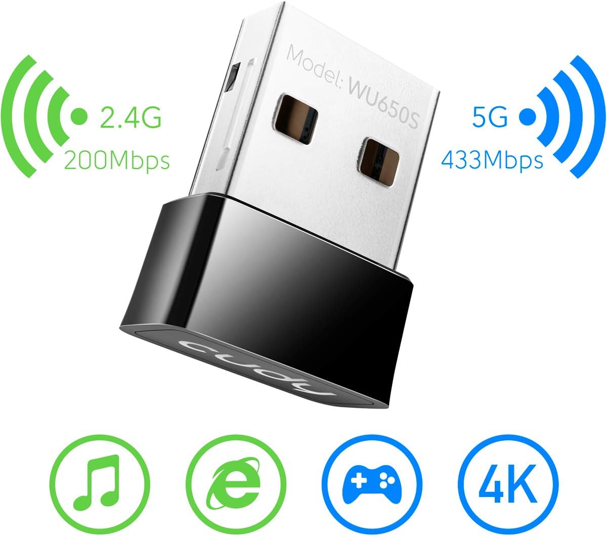 Nano Adattatore USB WiFi Dual Band 650Mbps per PC con Modalità SoftAP, WU650 - Cudy ICU-WU650