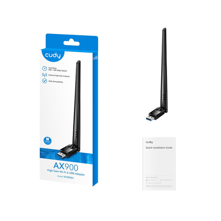 Adattatore USB 2.0 Dual Band Wi-Fi 6 e Bluetooth 5.4 AX900 - Cudy ICU-WU900H
