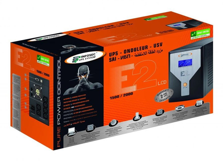 UPS E2 2000VA LCD Line Interactive Onda Sinusoidale - Infosec ICUE2LCD2000