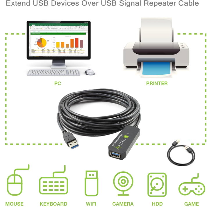 3.2 SuperSpeed+ Signal Extensor 10 m Black - Techly ICUR 30100 G