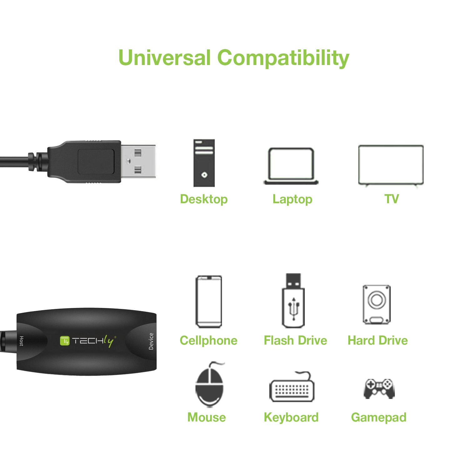 Cavo Prolunga Attivo USB3.2 SuperSpeed 5Gbps 5m Nero - Techly ICUR3050