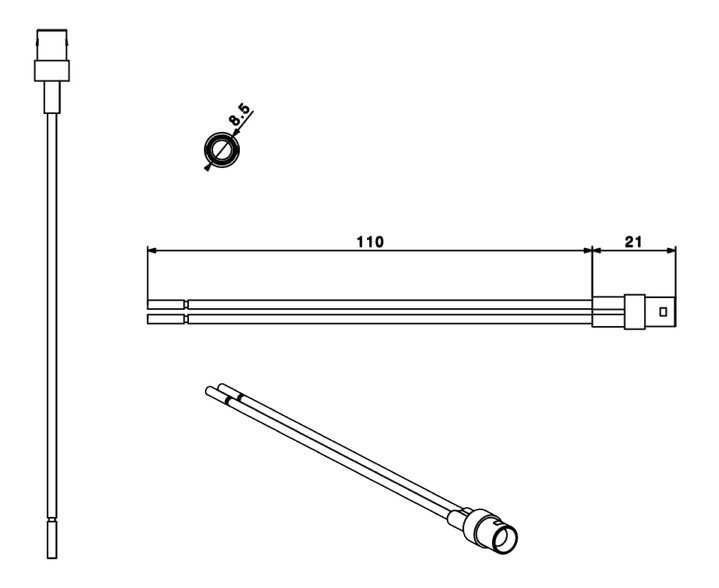 230 V Red LED Lamp for Switches with Wire Terminals - AVE ICV- 0230 LDR