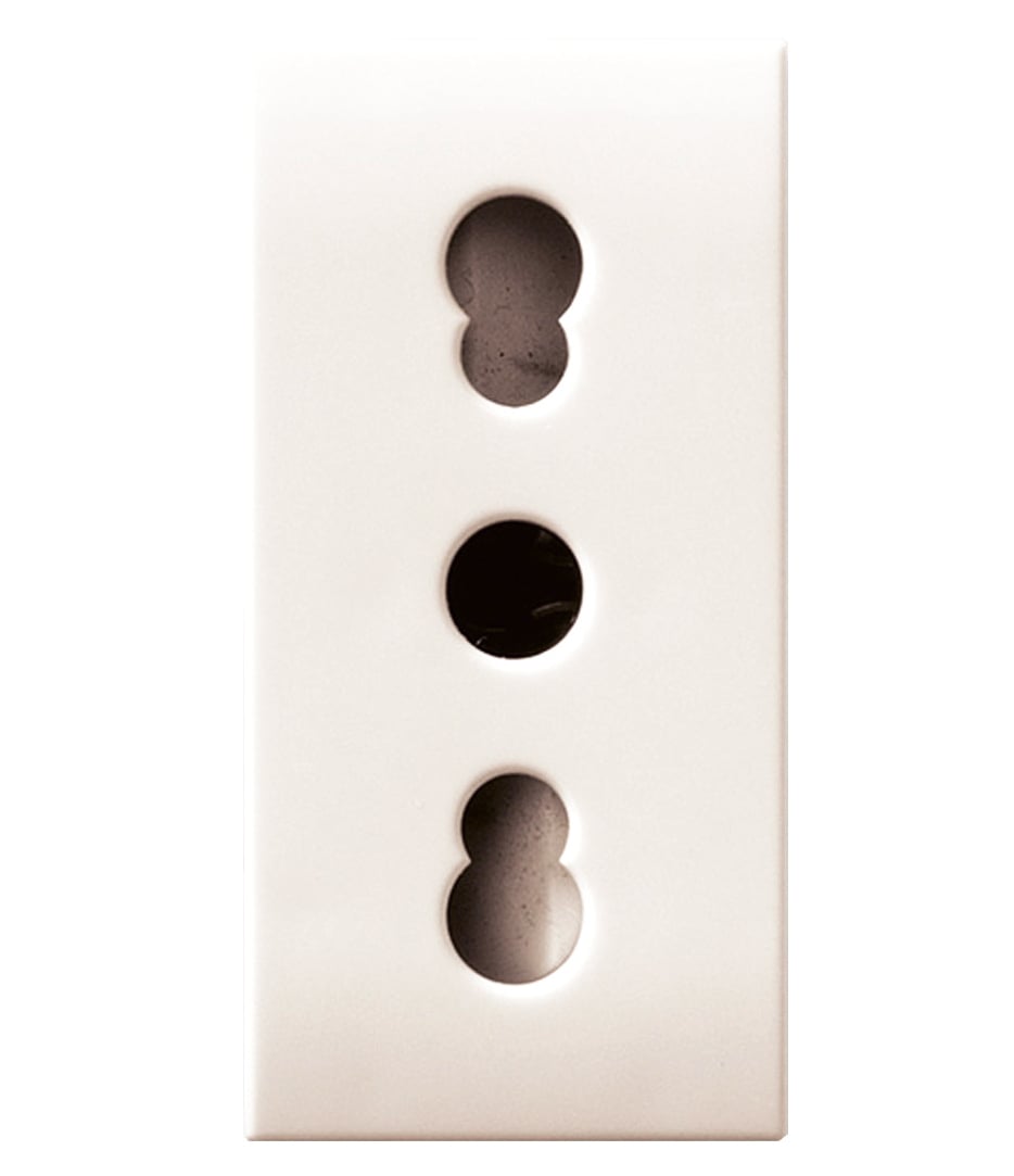 Plug-in Bipasso Italiana P 17 / 11 2 P+T 10 / 16 A 250 V 1 White Polished Module - AVE ICV- 441006 / 15 TS