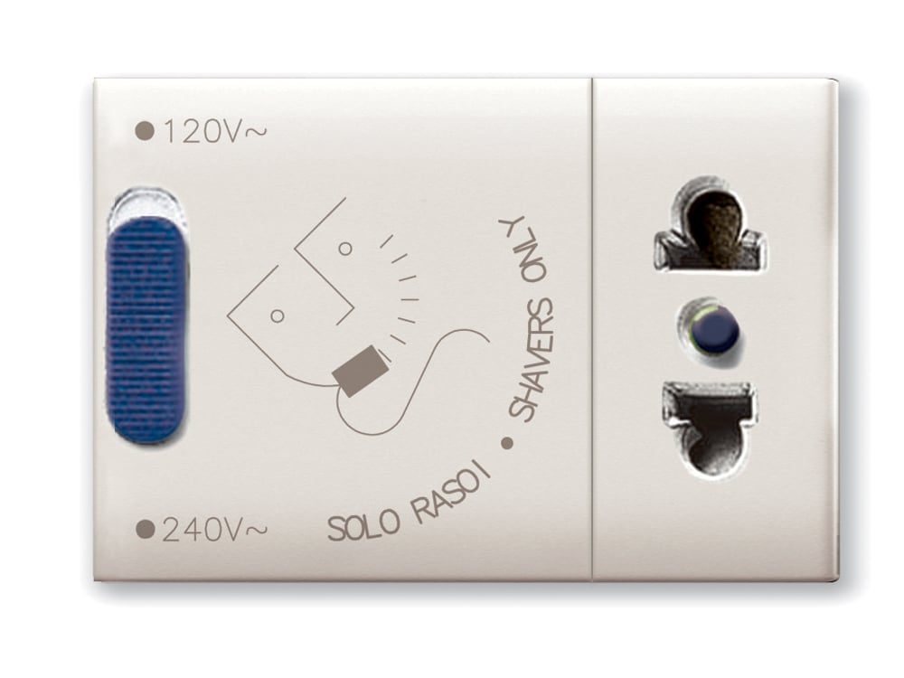 230 V Euro-American Shavers socket 20 VA with 3 Transformer Polished White Modules - AVE ICV- 441033 RS
