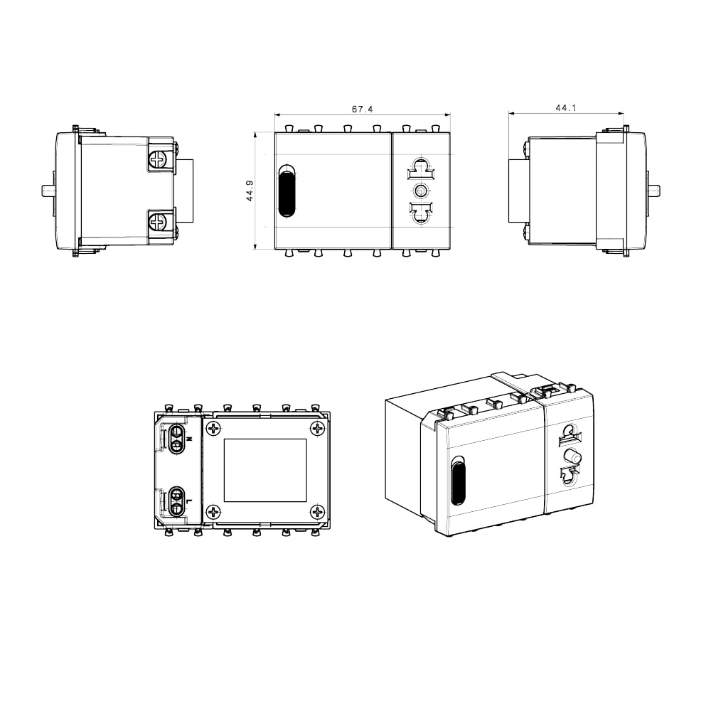 230 V Euro-American Shavers socket 20 VA with 3 Transformer Polished White Modules - AVE ICV- 441033 RS