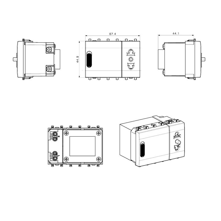 Presa Rasoi Euroamericana 230V 20VA con Trasformatore 3 Moduli Bianco Lucido - AVE ICV-441033RS