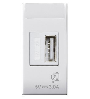 Caricatore USB-A 3A 5V 1 Modulo Bianco Lucido - AVE ICV-441082USB3A
