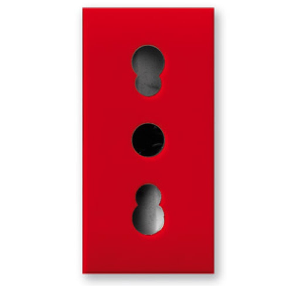 Presa Bipasso 2P+T 10/16A 250V S44 Rosso Lucido, 442006/15TSR - AVE ICV-442006/15TSR