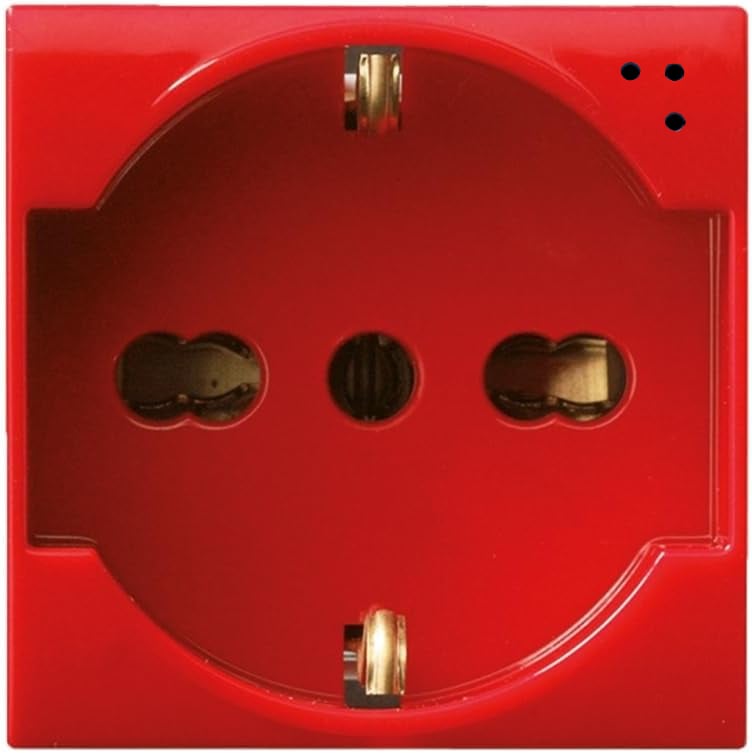 Presa Schuko Bipasso 2P+T 16A 250V S44 Rosso Lucido, 442090/15TSR - AVE ICV-442090/15TSR