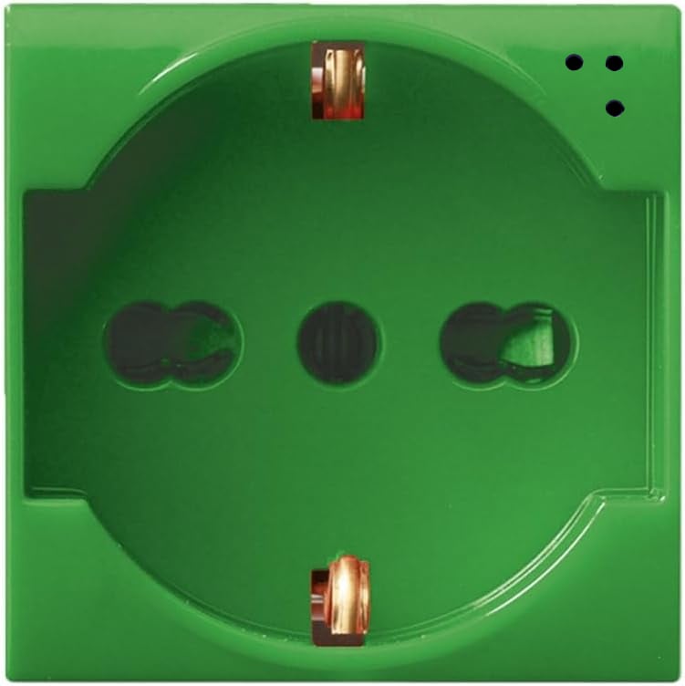 Presa Schuko Bipasso 2P+T 16A 250V S44 Verde Lucido, 442090/15TSV - AVE ICV-442090/15TSV
