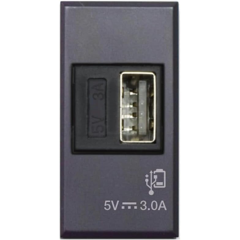 Universal USB charger USB-A 3 A 240 V 1 matte grey module - AVE ICV- 445082 USB 3 A