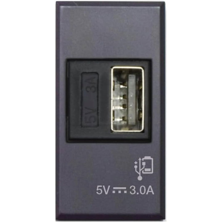Caricatore USB universale USB-A 3A 240V 1 modulo grigio opaco - AVE ICV-445082USB3A