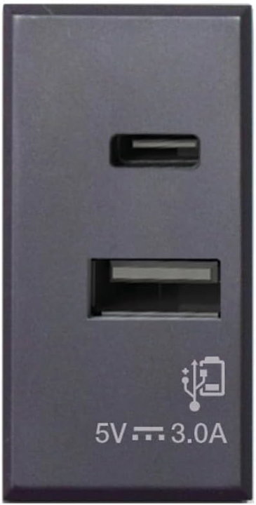 USB Universal USB-A and USB-C charger 3 A 230 V 1 matt grey module - AVE ICV- 445082 USBAC
