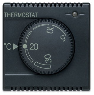 Termostato elettronico a manopola 230V NA+NC 5A 2 moduli grigio opaco - AVE ICV-445085
