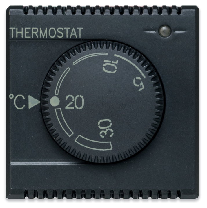 Termostato elettronico a manopola 230V NA+NC 5A 2 moduli grigio opaco - AVE ICV-445085