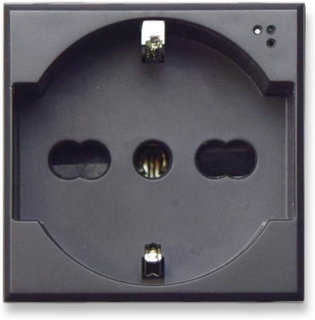 Presa Schuko bipasso universale 2P+T 10/16A 250V 2 moduli grigio opaco - AVE ICV-445090/15TS