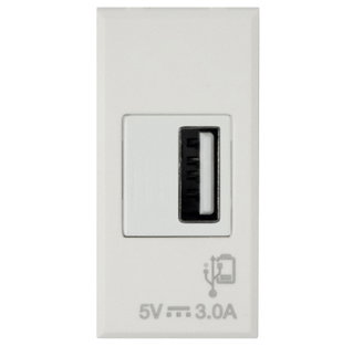 Caricatore USB-A 3A 240V 1 Modulo Bianco Opaco - AVE ICV-446082USB3A