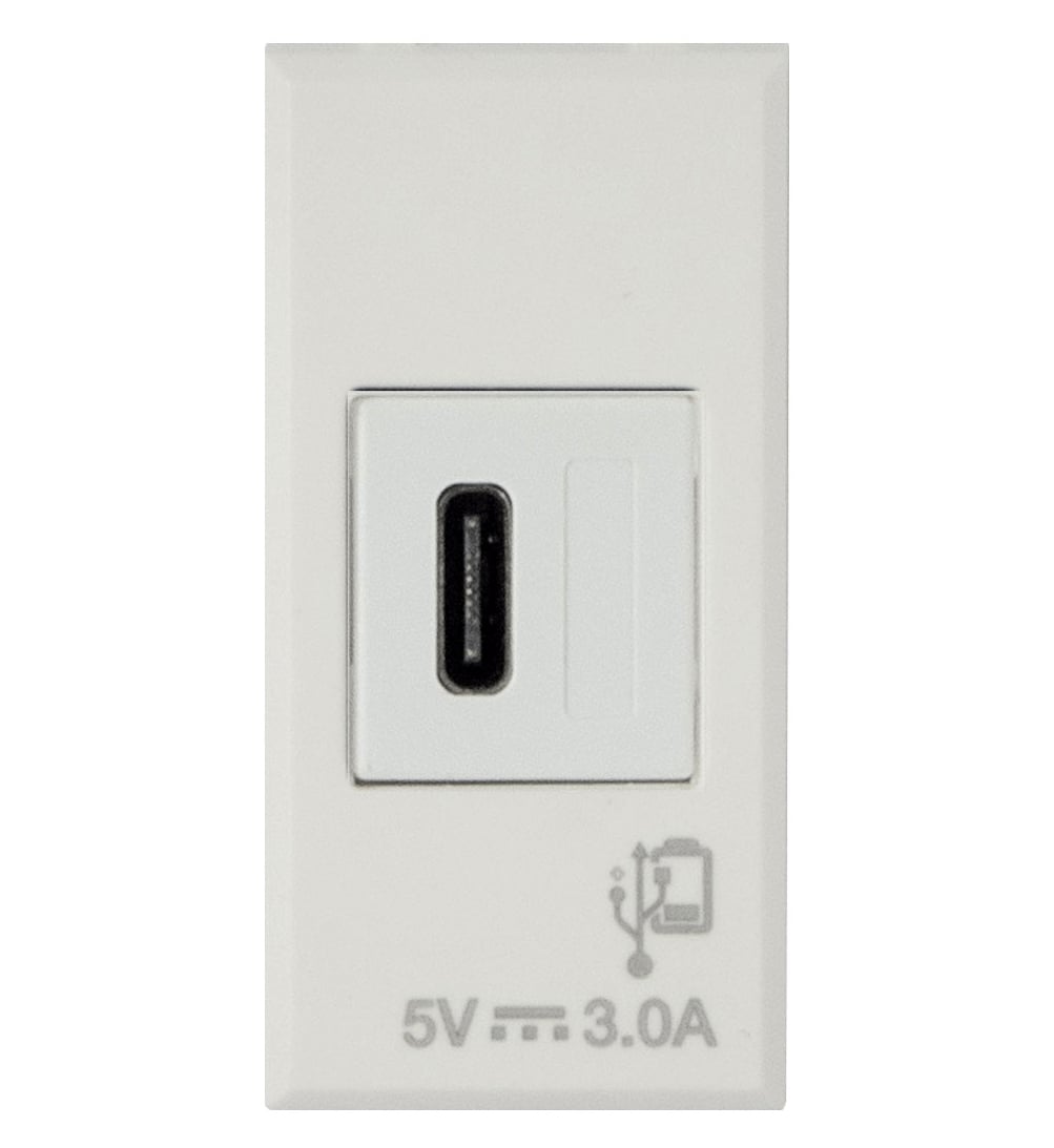 WHITEK S44 Caricatore USB-C™ 3A 240V 1 Modulo Bianco Opaco, 446082USBC - AVE ICV-446082USBC