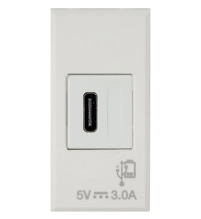 Caricatore USB-C 3A 240V 1 Modulo Bianco Opaco - AVE ICV-446082USBC