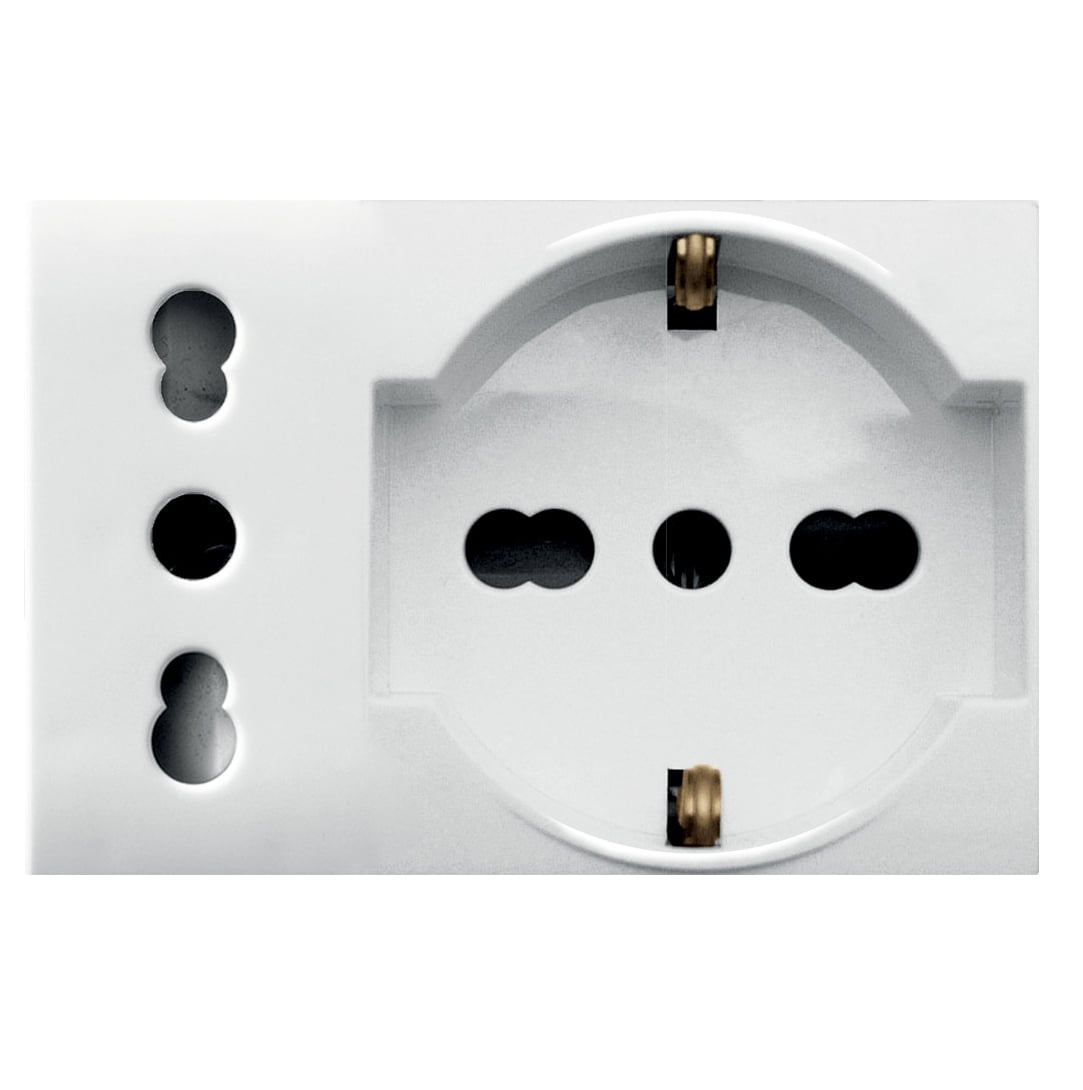 WHITEK S44 Presa Schuko Presa Italiana 2P+T 10/16A 250V 3 Moduli Bianco Opaco, 44609015MB - AVE ICV-44609015MB