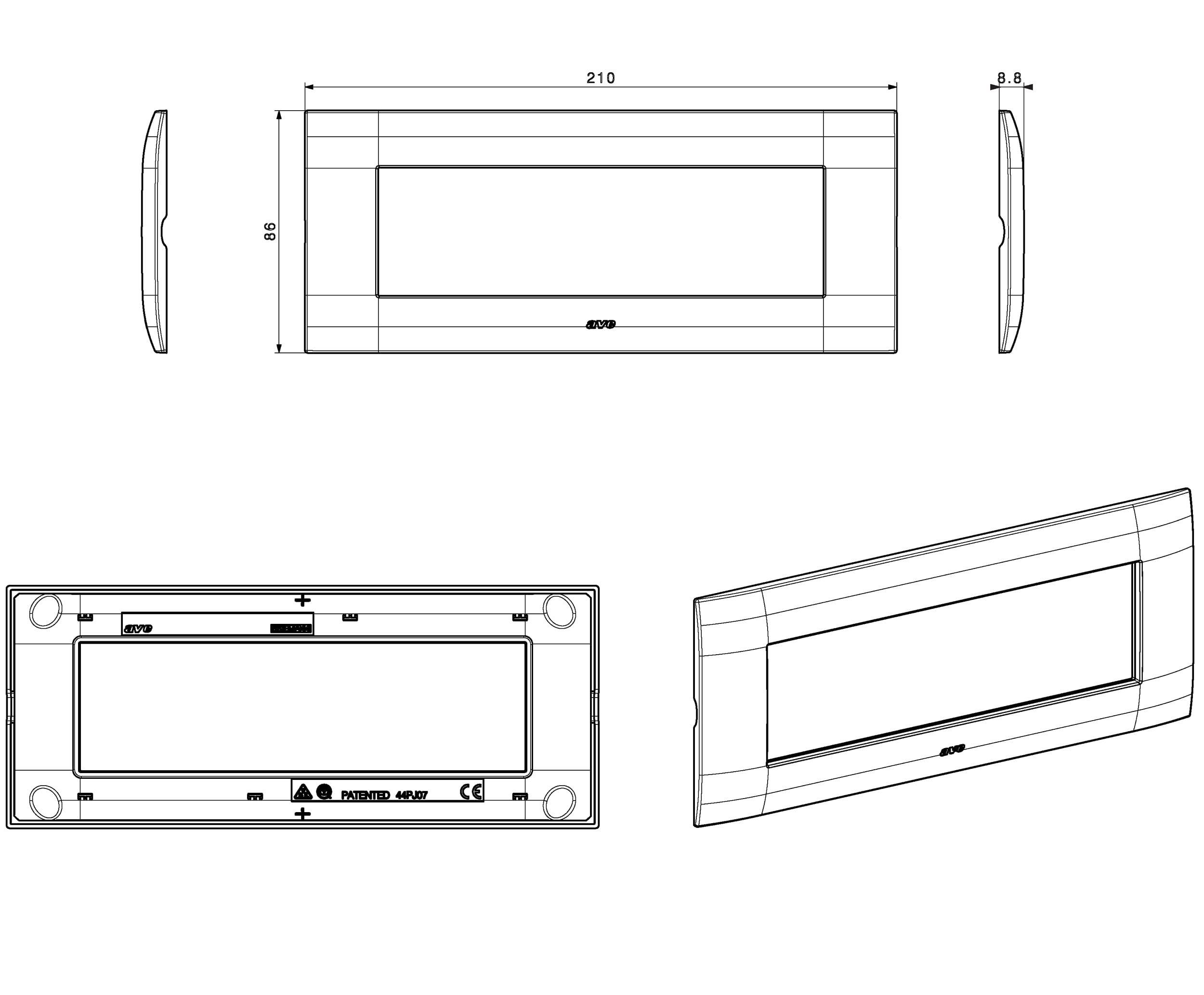 Placca Serie YOUNG 44 per Scatola Rettangolare 7 Moduli Bianco - AVE ICV-44PJ07B