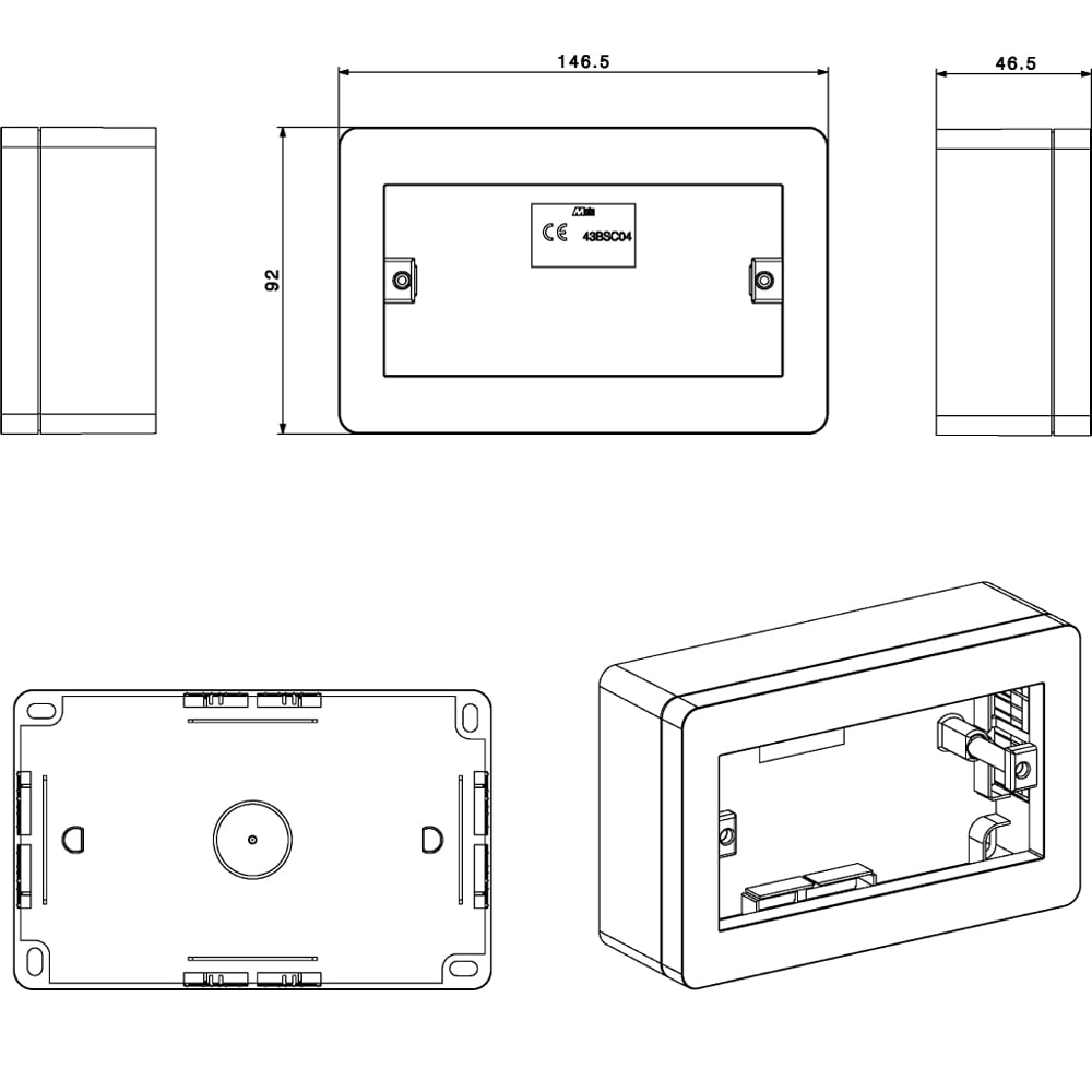 Scatola Universale IP40 per Minicanali 4 Moduli Bianco - AVE ICV-44SC04