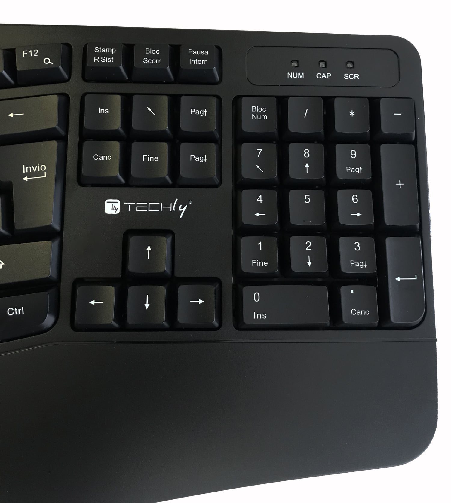 Tastiera Ergonomica Wireless Slim Design Curvo - Techly IDATA 955-UBK-ERGO