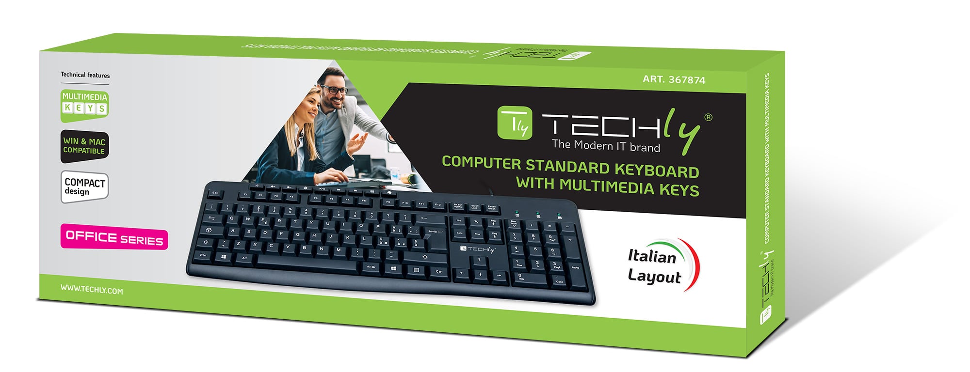 Tastiera USB 104 Tasti + 9 Multimediali - Techly IDATA 955-UBK-TM