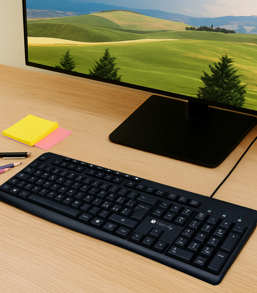 Tastiera USB 104 Tasti + 9 Multimediali - Techly IDATA 955-UBK-TM