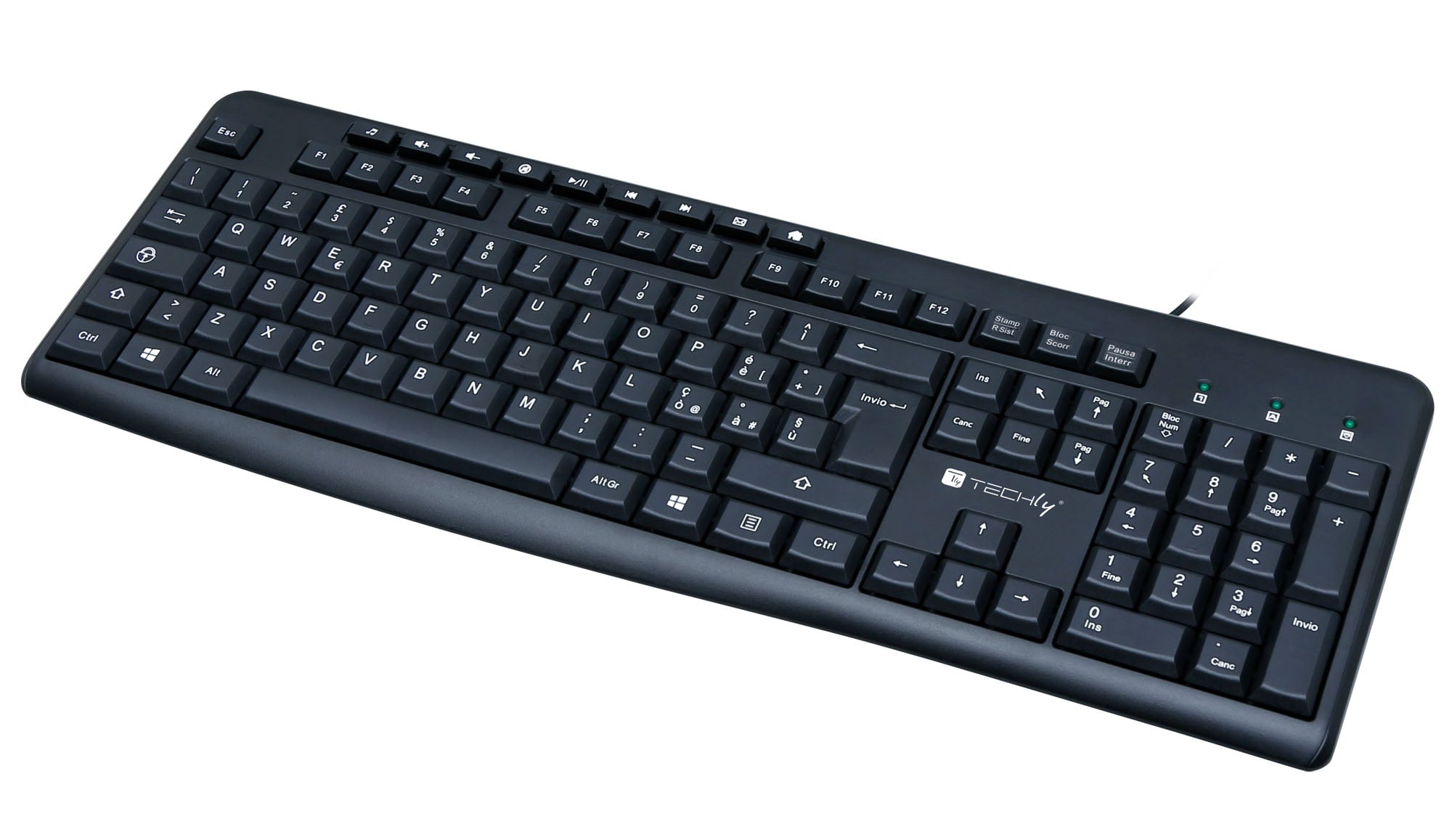 Tastiera USB 104 Tasti + 9 Multimediali - Techly IDATA 955-UBK-TM