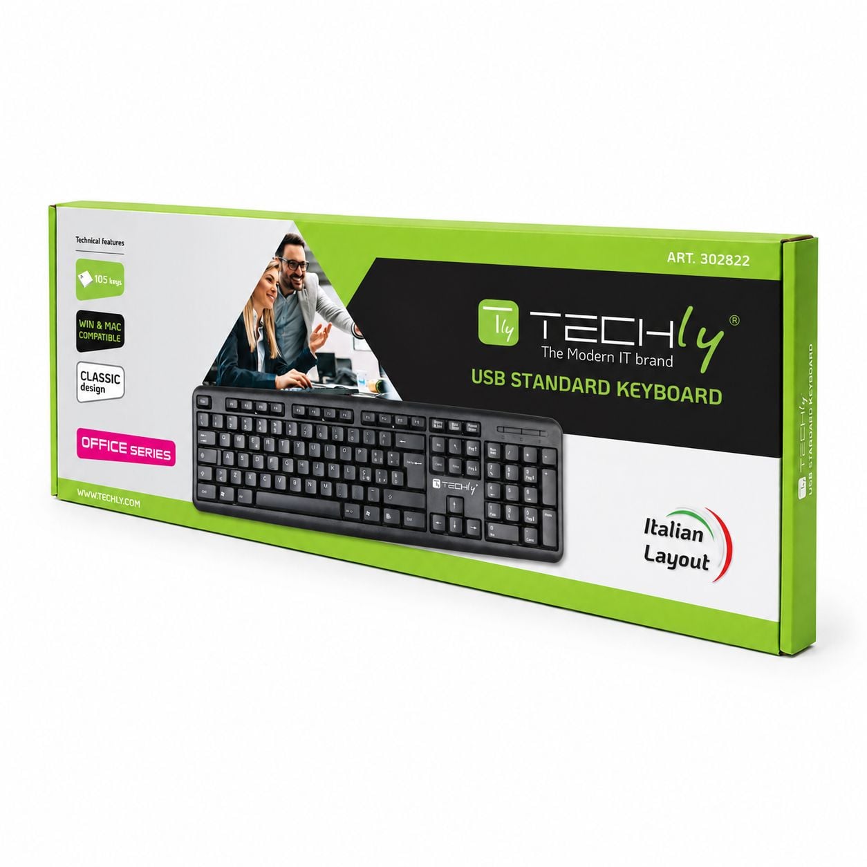 Tastiera USB 105 Tasti Layout Italiano Nero - Techly IDATA 955-UBK