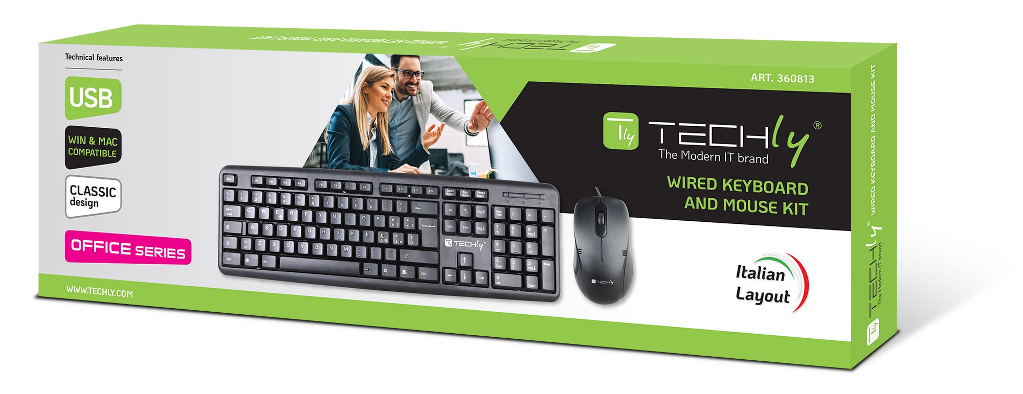 Kit Tastiera e Mouse USB Nero - Techly IDATA 955-USB-KT