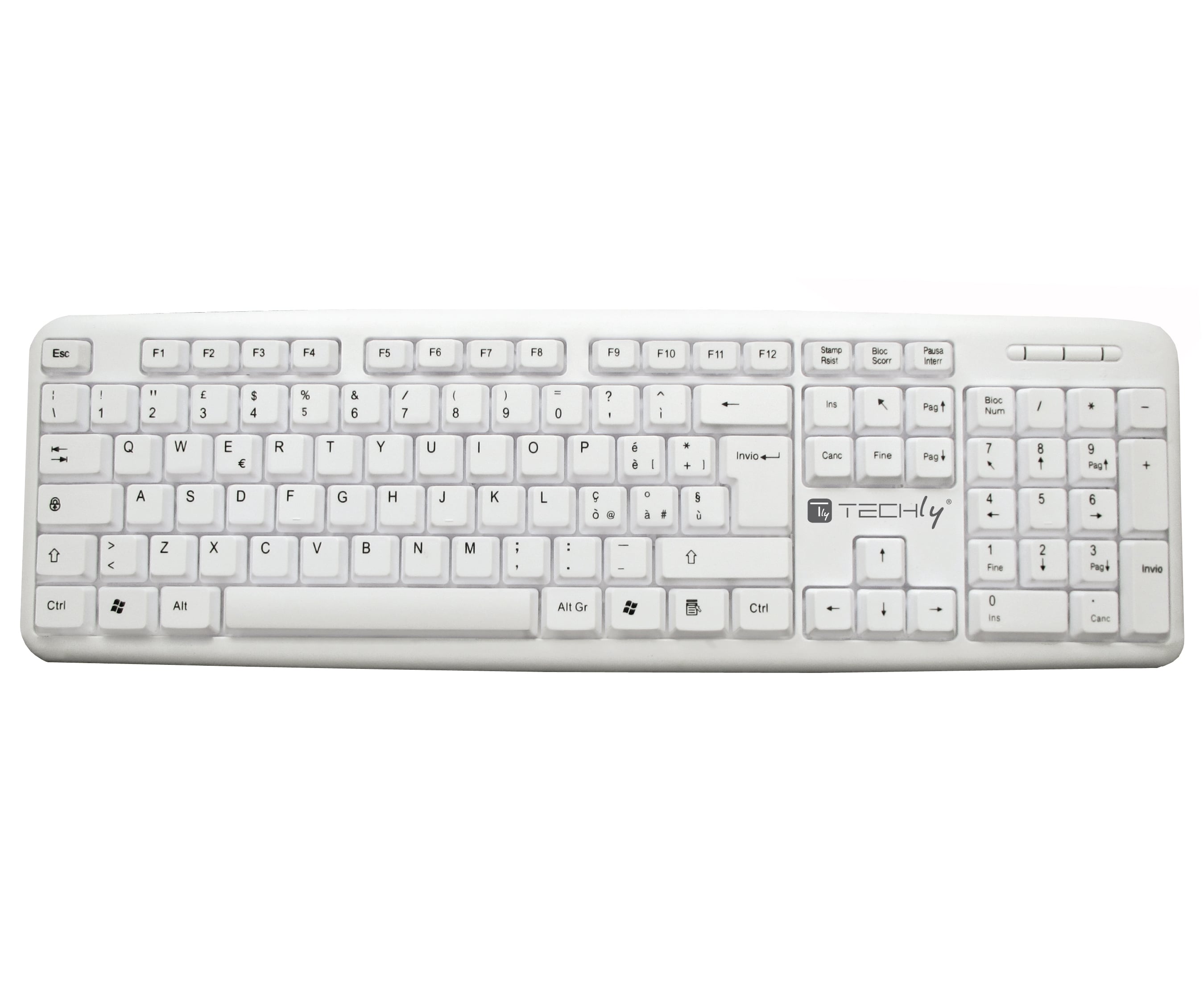 Tastiera USB 105 Tasti Bianco - Techly IDATA 955-UWH