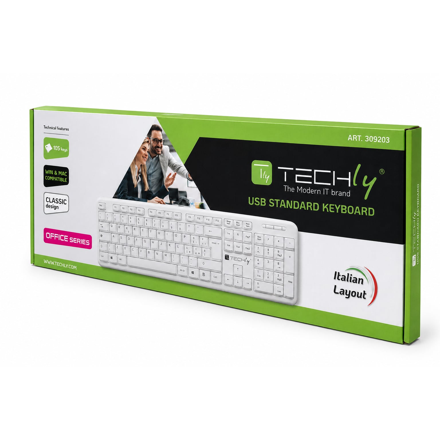Tastiera USB 105 Tasti Bianco - Techly IDATA 955-UWH